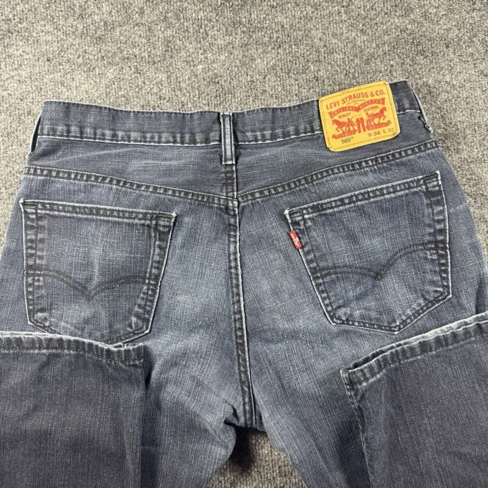 Levi’s Men’s 569 Loose Straight Fit Blue Jeans 34x32 Fade Faded